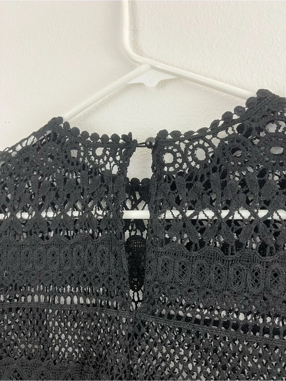 Zara Black Crochet Lace Long Sleeve Blouse Sheer Balloon Sleeve Top 2 Whimsigoth
